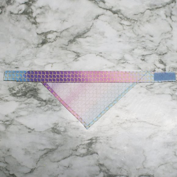 HAND CRAFTED Bandana Pastel Mermaid Scales Print Dog Pet Scarf Accessory - Picture 3 of 11